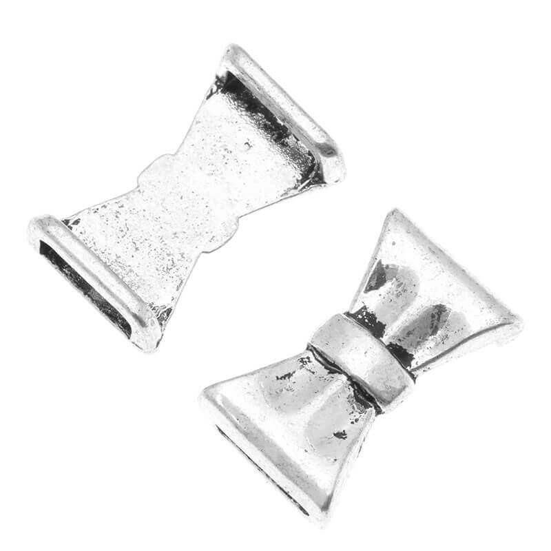 Spacer for a flat strap, antique silver bow 24x14mm, 1 piece AAS158C