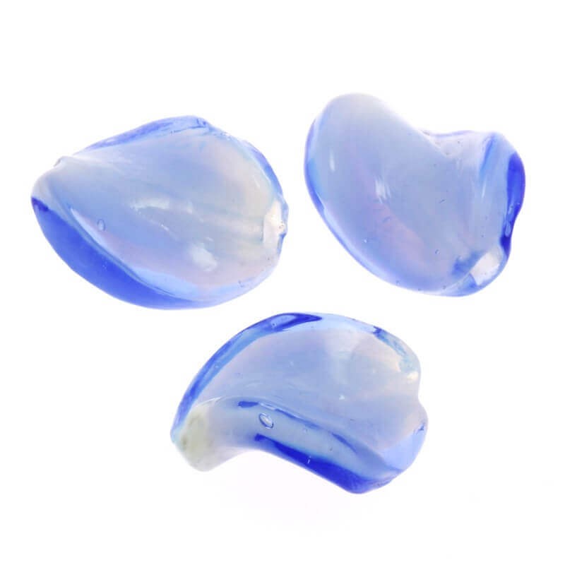 Glass lampwork beads twisted blue spirals 18x15mm 1pc SZLASP043