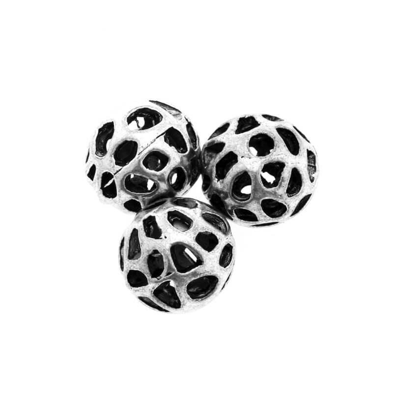 Openwork ball, filigree, burnished silver 12mm, 1 piece AAS211