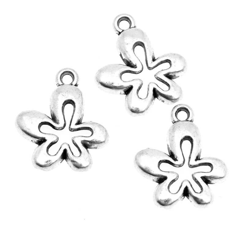 Sterling silver flower charm 17x15x2mm 4pcs AAS227