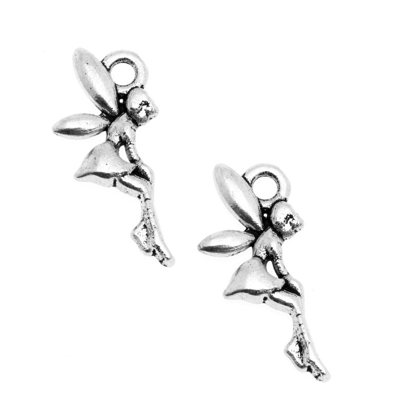Fairy pendant Tinkerbell, burnished silver 18x7mm, 4pcs AAS231