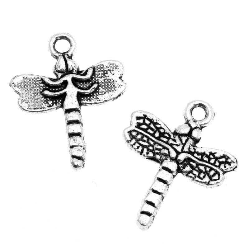 Dragonfly pendant, oxidized silver 20x16x2.8mm, 4 pieces AAS253