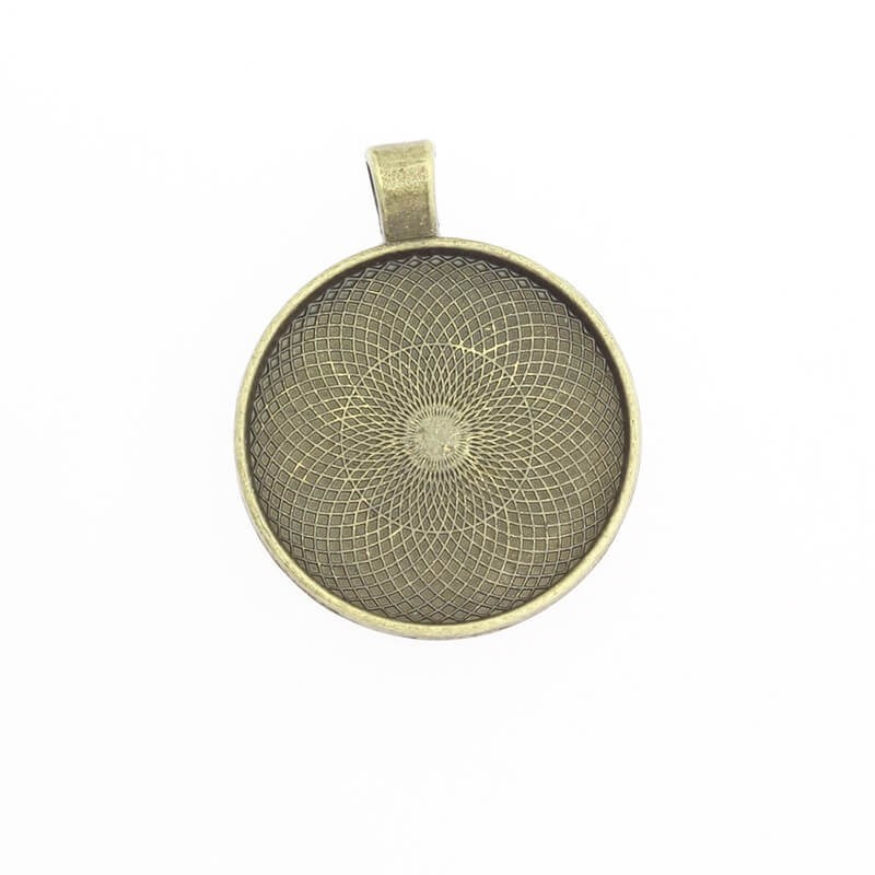 Classic simple medallion base for cabochon antique bronze 41x32x2mm 1pc OKWI30AB7