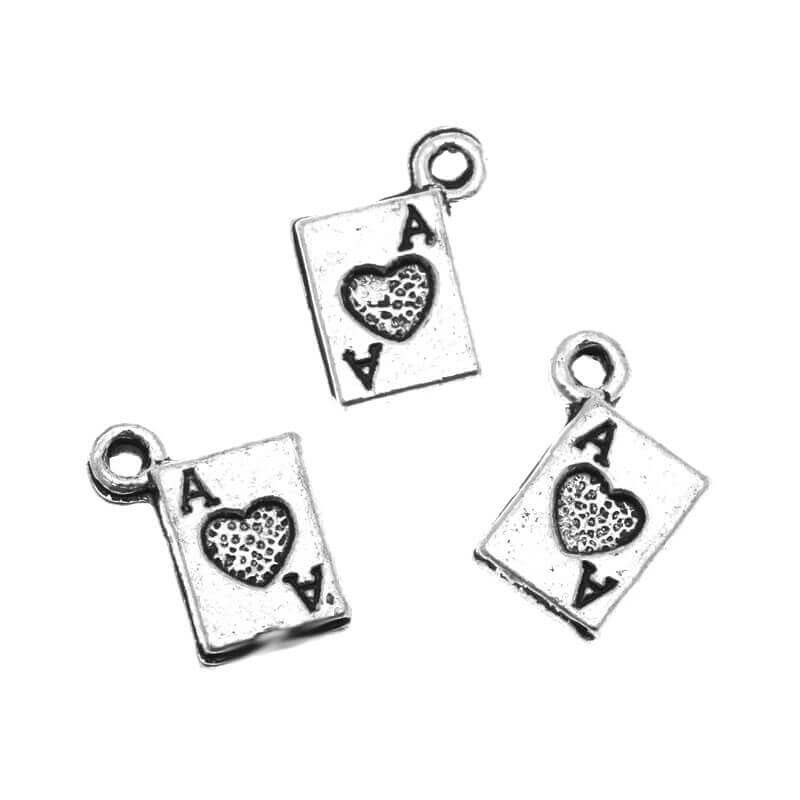 Charms AS card antique silver 13.5x10.5x2mm 6pcs AAS308