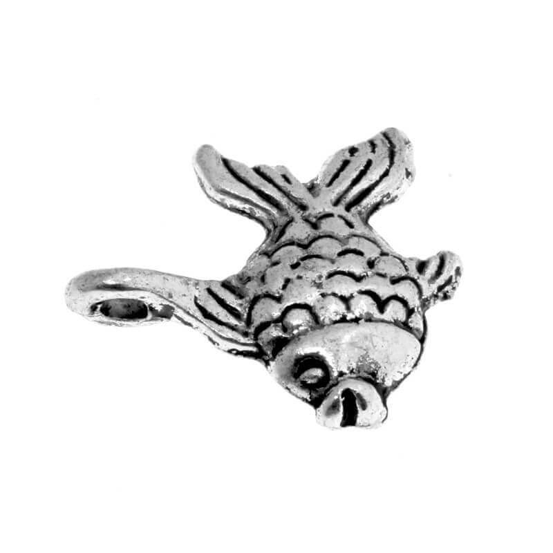 Fish charm, 17x14x2mm, oxidized silver, 4 pcs. AAS338