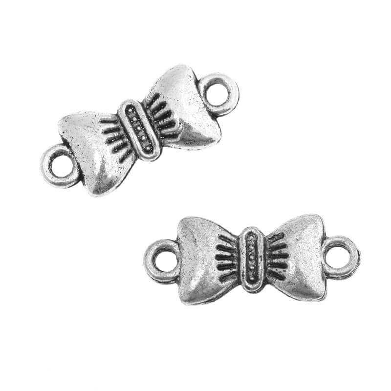 Double-sided bow, oxidized silver, 19X8X2mm, 4 pcs. AAS346
