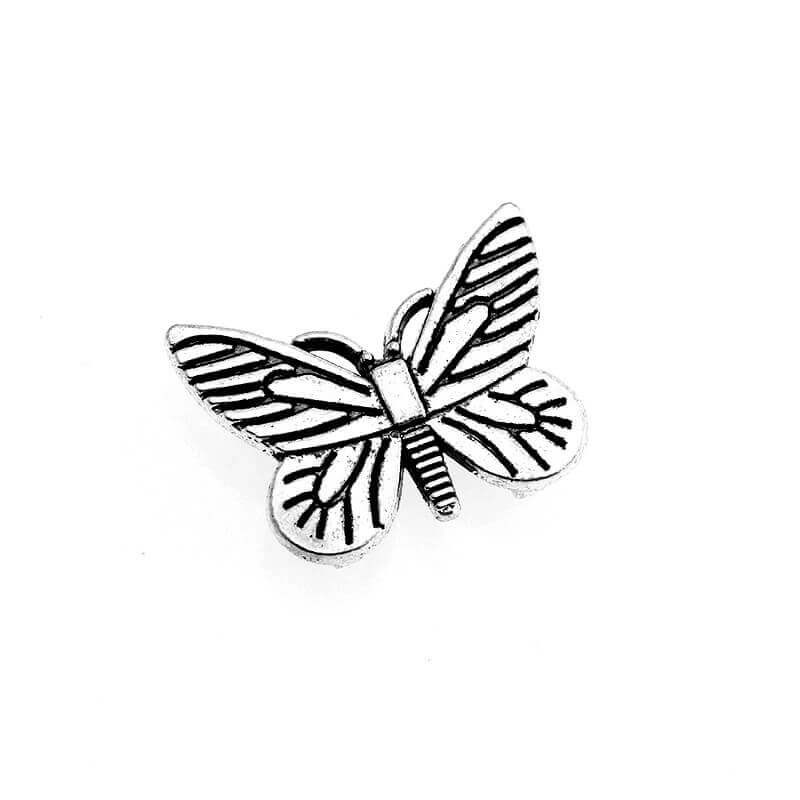 Cover for a flat strap butterfly antique silver 24x18x6mm 1 piece AAS410