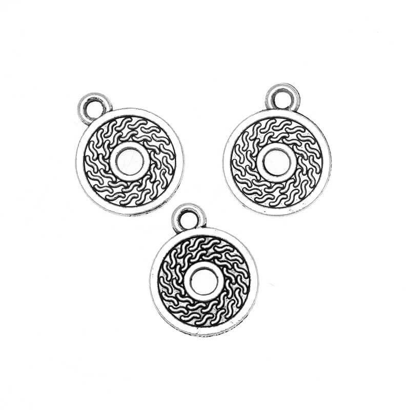 Coin pendant with a hole, oxidized silver 14x18x1.2mm, 2pcs AAS436