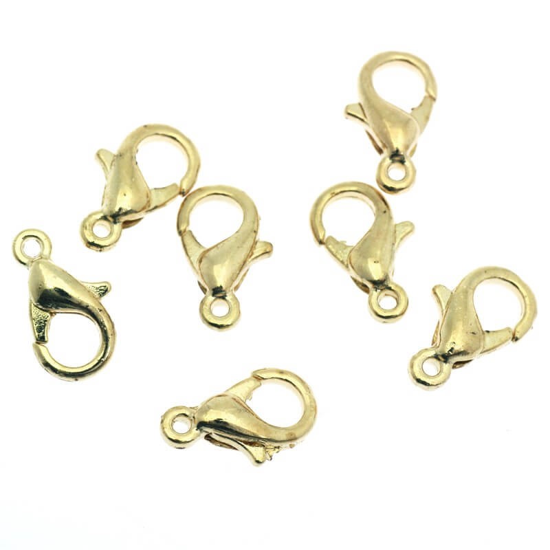 Gold-plated carabiner clasp 12x3mm 5pcs AKG007