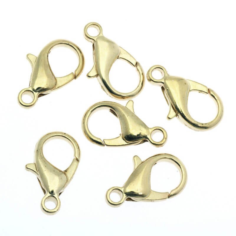 Gold-plated carabiner clasp 14x3.5mm 5pcs AKG008