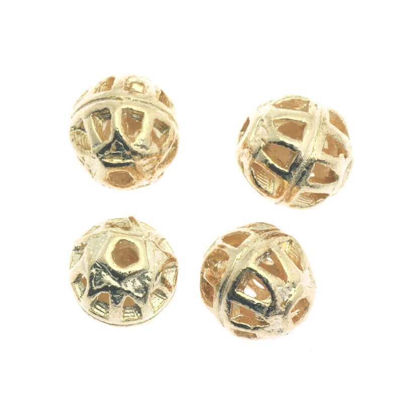 Jewelery spacers gold-plated openwork balls 8x7mm 2pcs AKG023