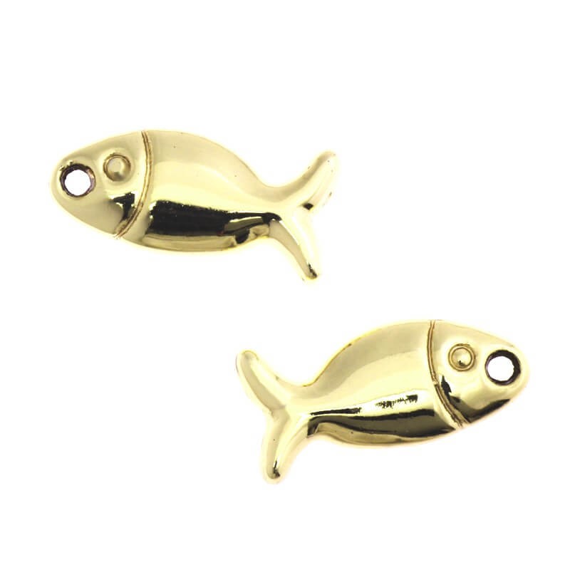 Double-sided gold-plated fish pendant 17x8x3mm, 1 piece AKG043A