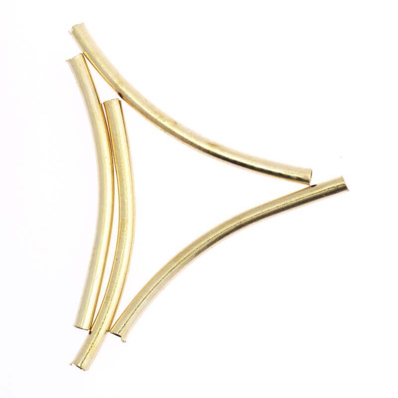 Spacer, curved tube, gold-plated 30x5x2mm 4pcs AKG059