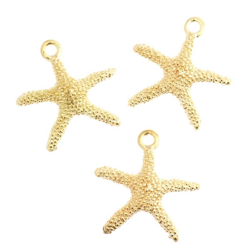 Gold-plated sea starfish pendant 19x18x2mm 4pcs AKG069