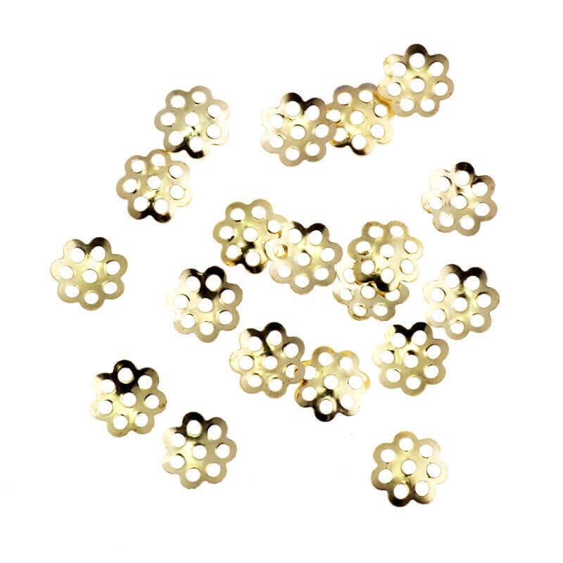 Spacer, openwork cap, gold-plated 6x1mm 50pcs AKG079