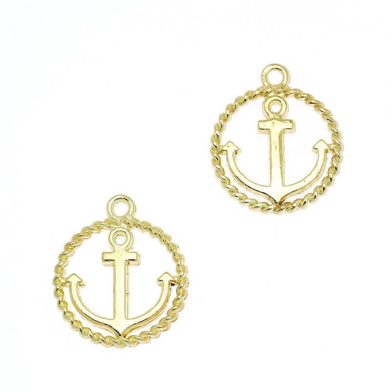 Gold-plated anchor pendant 18x15x2mm, 1 piece AKG103
