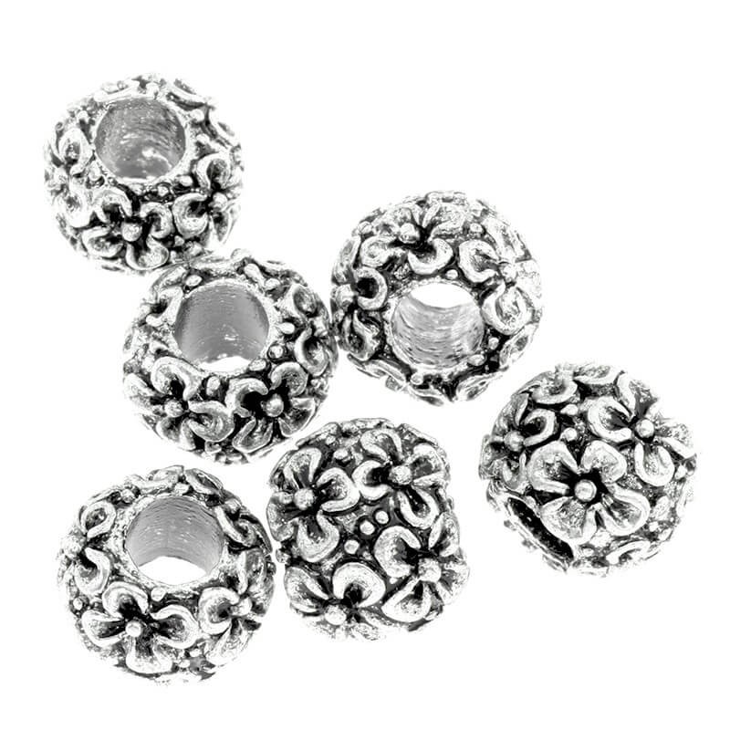 Metal modular beads flowers rich antique silver 12x9mm 1pc AASP065
