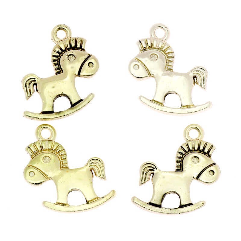 Gold-plated rocking horse pendant 19x18x2mm, 1 piece AKG109