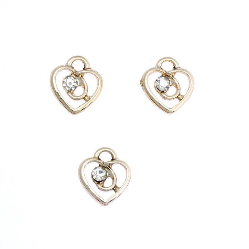 Heart pendant with zircon, gold-plated 13x11x3mm, 1pcs AKG123