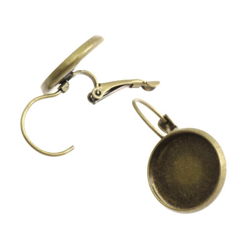 Earring base with English earwire, antique bronze 26x18mm, 2 pcs KOKO16AB