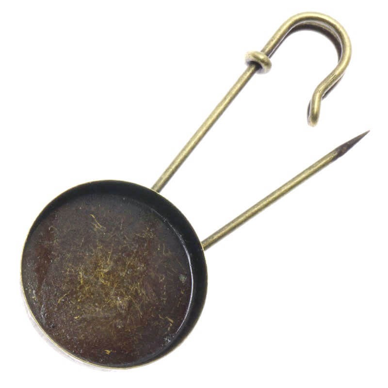 Brooch safety pin medium cabochon frame antique bronze 64x26x7mm 1pc OKBM25AB