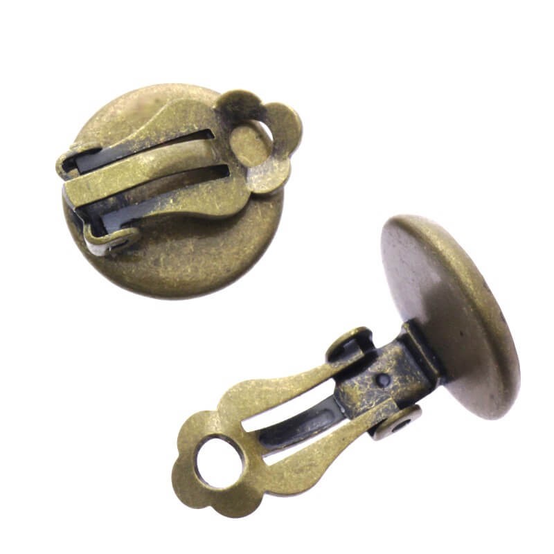 Cabochon binding clips antique bronze 14x14x2mm 2 pcs OKKL12AB