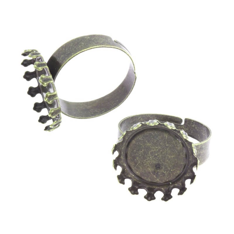 Baza pierścionka na kaboszon 16mm antyczny brąz 18x20mm 1szt OKPI16AB