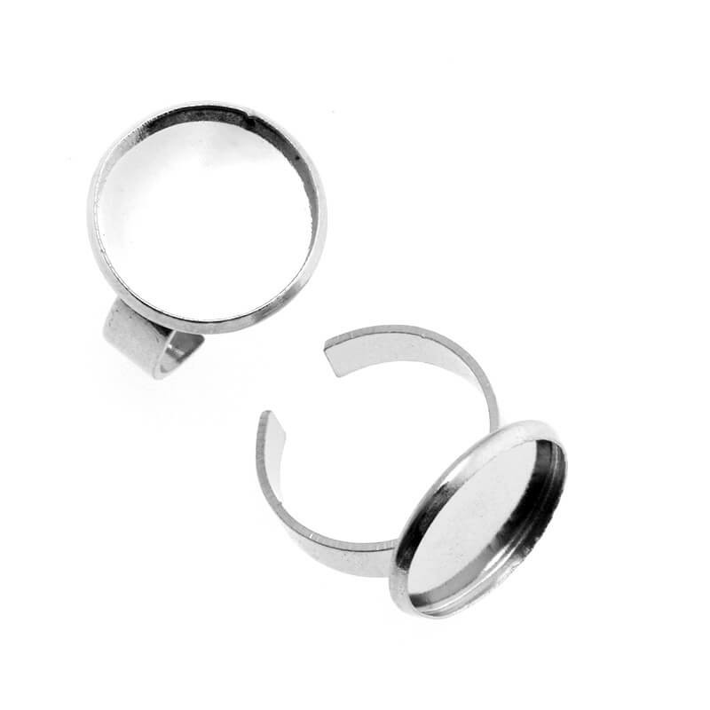 Ring base for cabochon 16mm platinum 17x20mm 1pc OKPI16PL