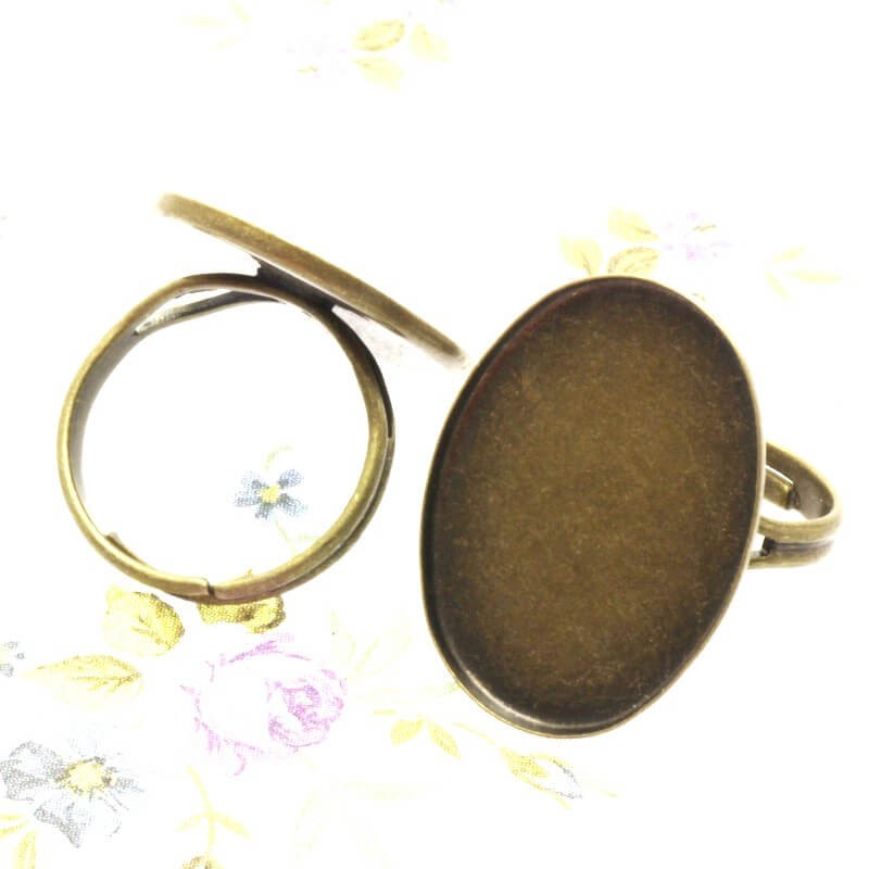 Base of the ring for cabochon antique bronze 18x25mm 1pc OKPI1825AB
