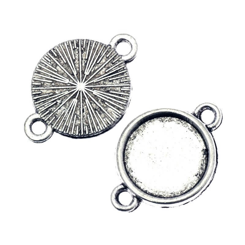 Junction base, antique silver 20x14x1.5mm, 2 pcs OKWI12AS