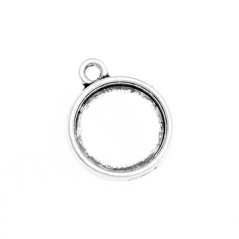 Pendant base for cabochon 12mm, silver 18x14x2mm, 2 pcs OKWI12AS2