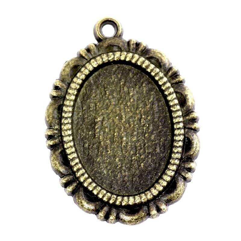 Medallion base antique bronze 29x21x2mm 1pc OKWI1318AB1