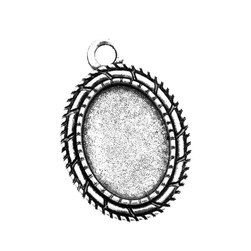 Base of the pendant for the cabochon, antique silver 29x20x2mm, 1 piece OKWI1318AS1