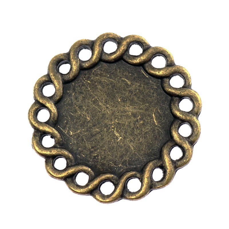 Medallion base antique bronze 24x1,5mm 1pc OKWI16AB