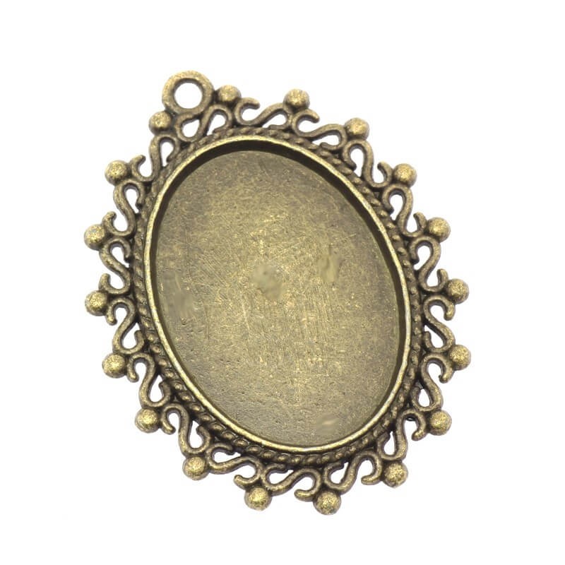 Medallion base antique bronze 37x29x2mm 1pc OKWI1825AB8