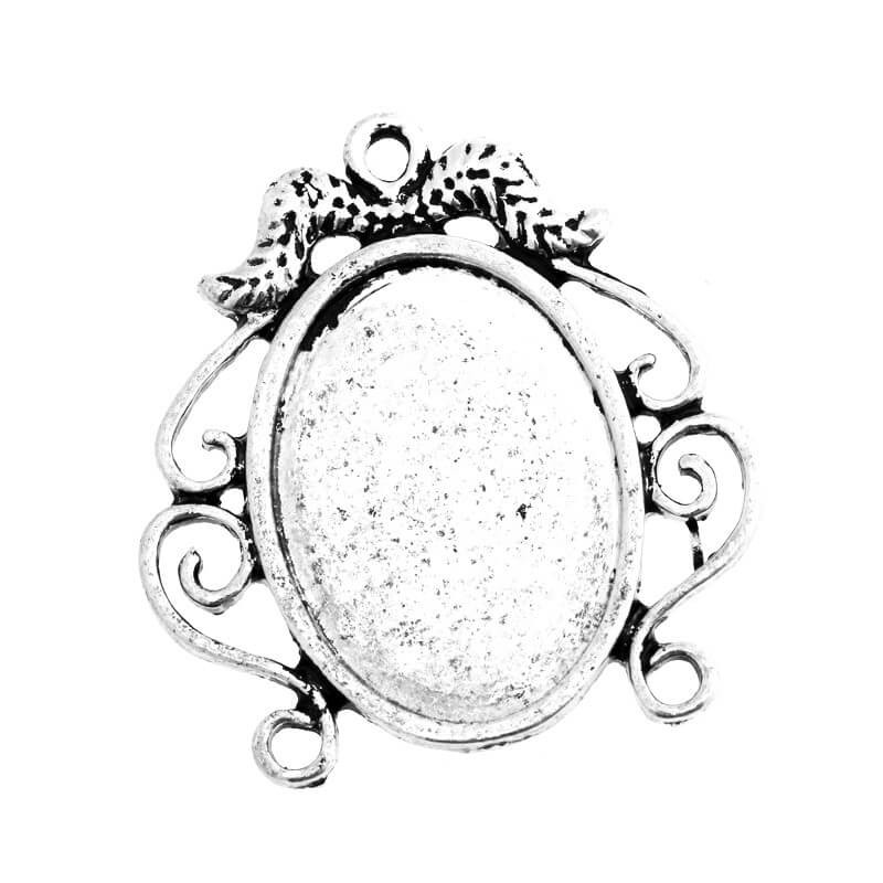 Medallion base for cabochon antique silver 35x33mm 1pc OKWI1825AS7