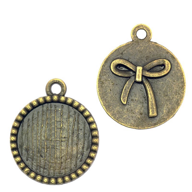 Medallion base antique bronze 26x22x2mm 1pc OKWI18AB1