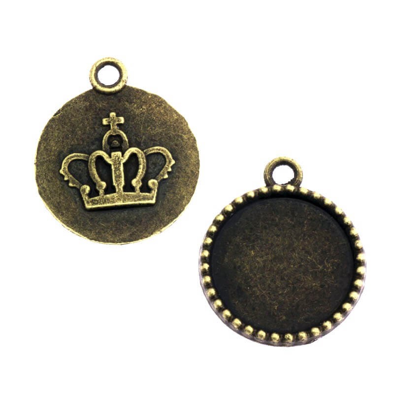 Medallion base antique bronze 26x22x2mm 1pc OKWI18AB2