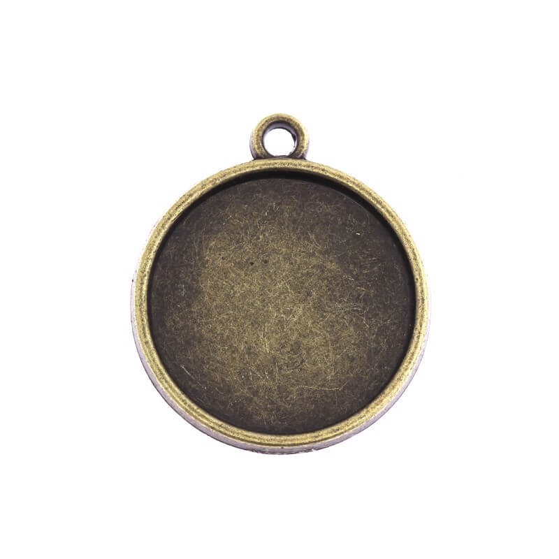 Medallion base antique bronze 24x21x2mm 2pcs OKWI18AB3