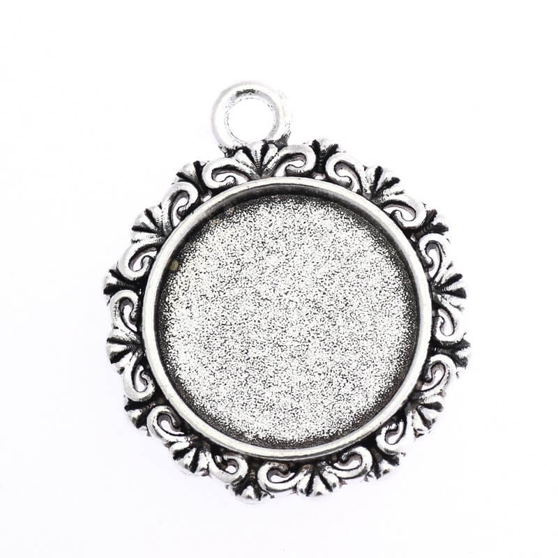 Base medallion for cabochon 18mm antique silver 30x25x2mm 1 piece OKWI18AS