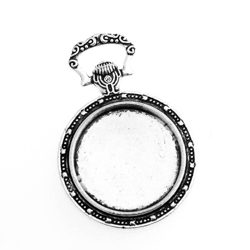 Medallion base for cabochon antique silver 38x23x3.3mm 1pc OKWI20AS4