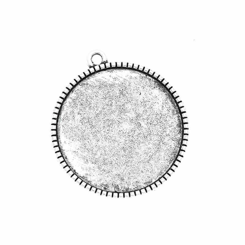 Double-sided base of the pendant for cabochon 25 mm antique silver 27x30x3mm 2 pcs OKWI25ASD