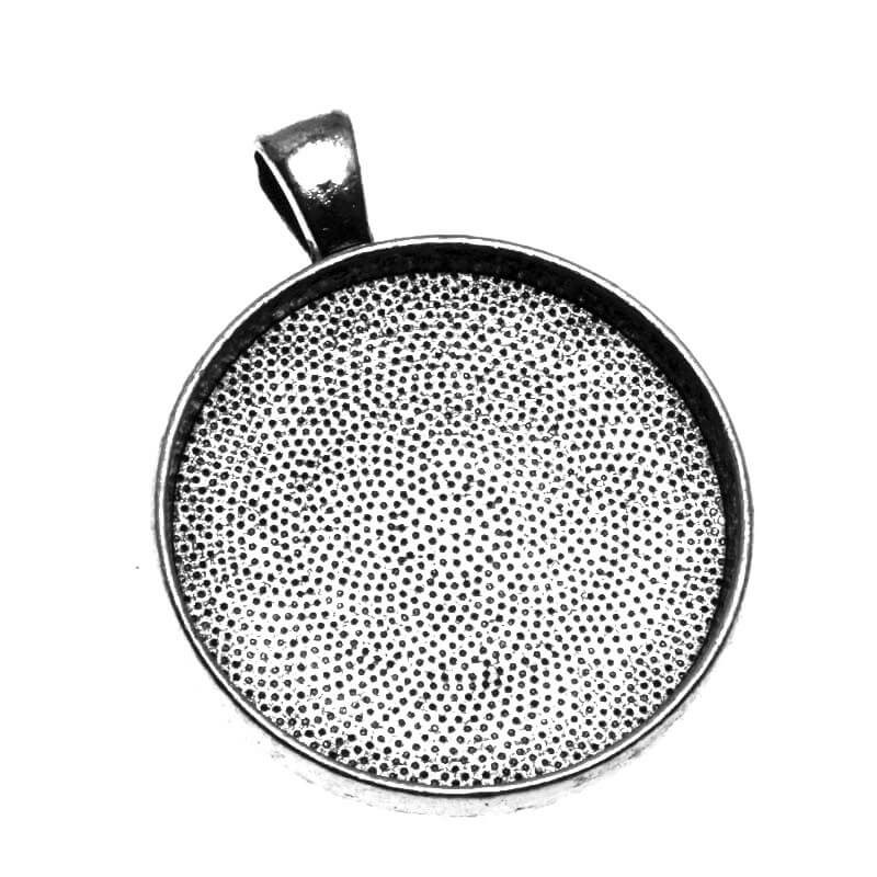 Medallion base for cabochon, antique silver 42x32x4mm, 1 piece OKWI30AS