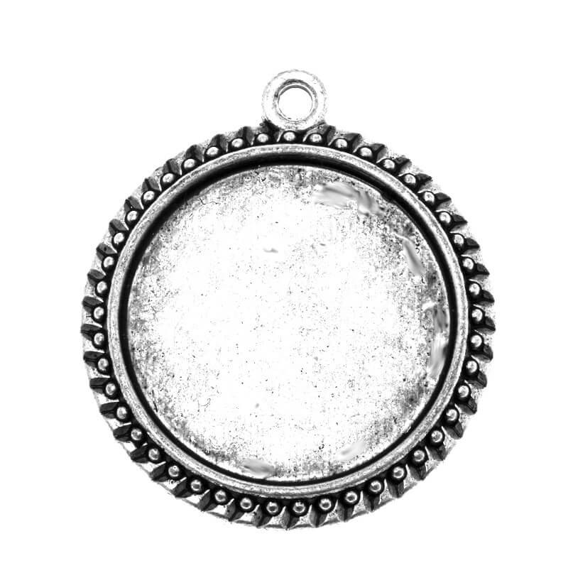 Medallion base for cabochon antique silver 43x38x3mm 1pc OKWI30AS1