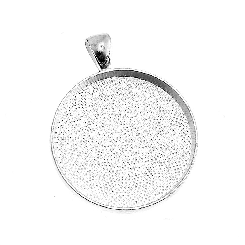 Medallion base for cabochon 30mm light silver 42x32x4mm 1pc OKWI30SS
