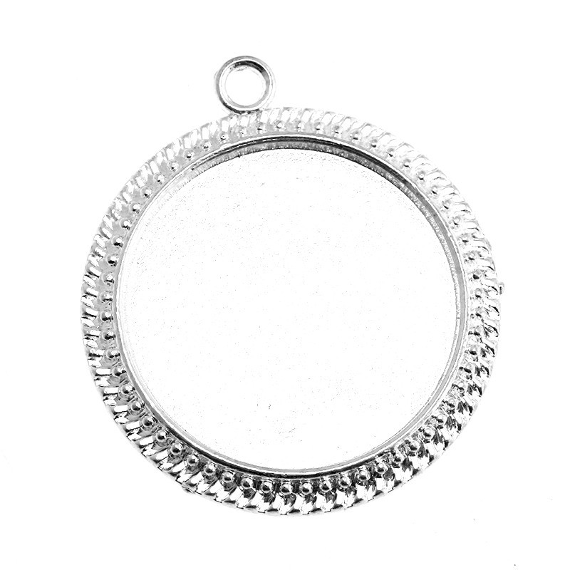 Medallion base for cabochon 30mm light silver 48x38x4mm 1pc OKWI30SS1