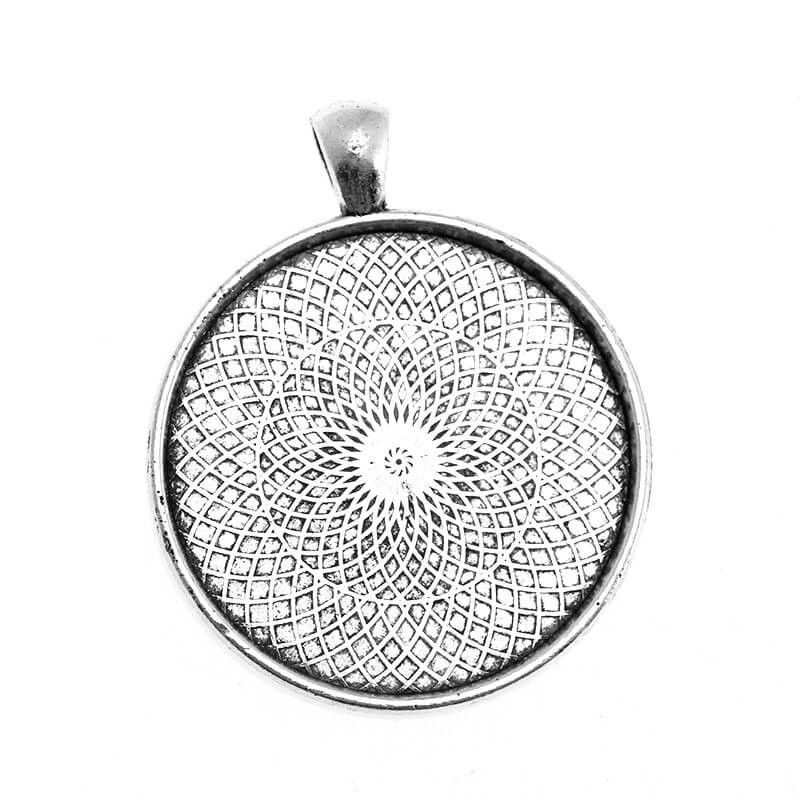 Medallion base for cabochon 35mm antique silver 46x38x2mm 1pc OKWI35AS2