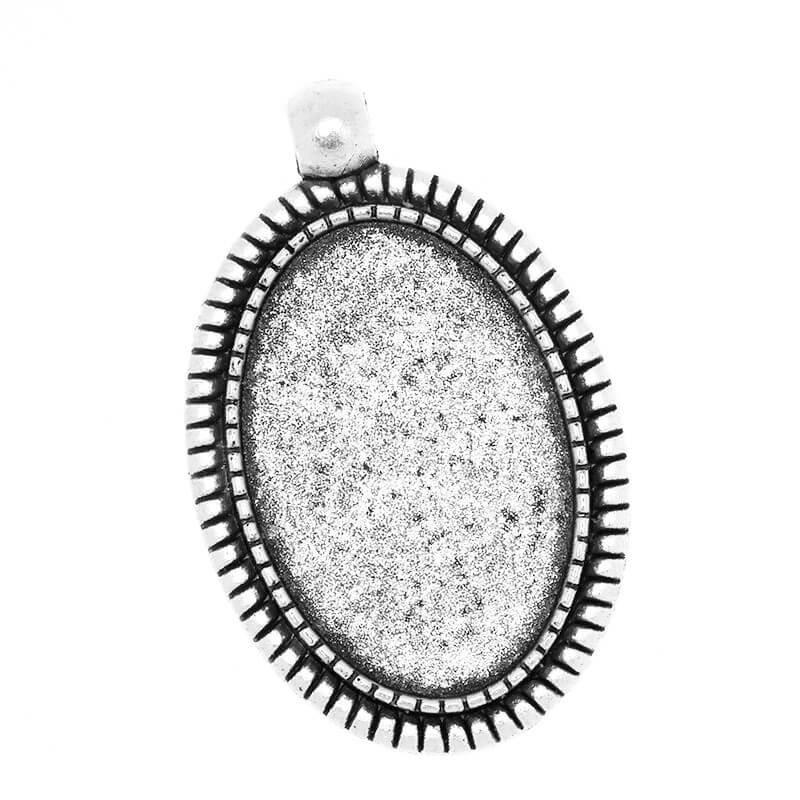 Medallion base for cabochon 20x30 antique silver 46x27x3mm 1pc OKWI2030AS1