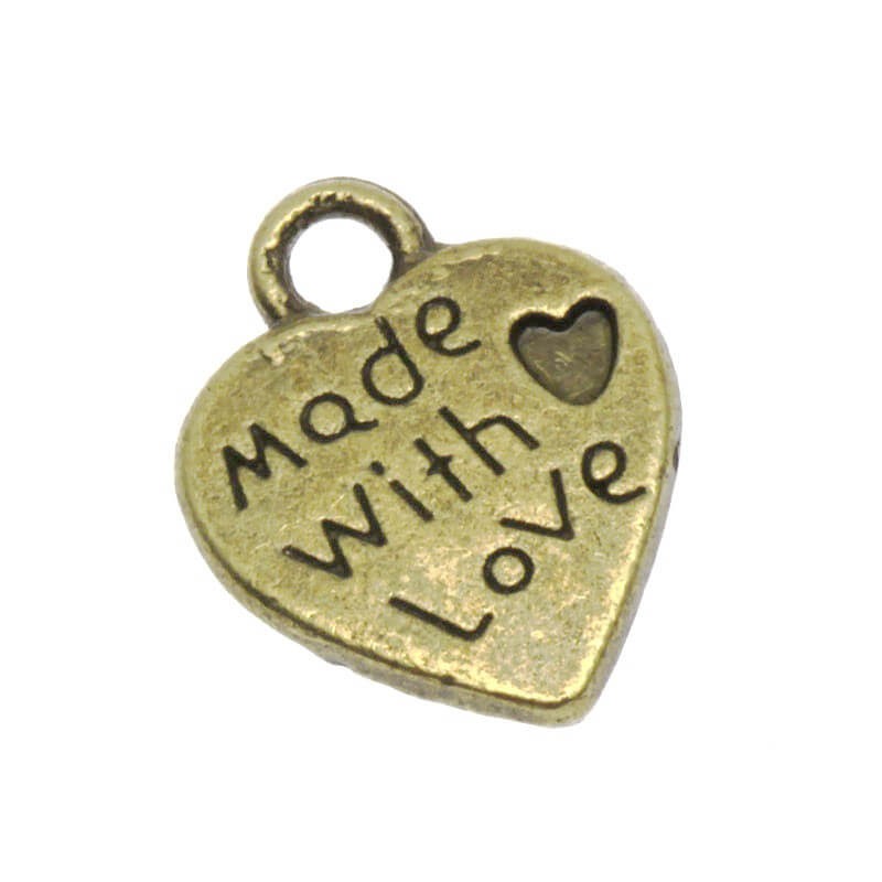 Heart Made with love antique bronze 12x10x1mm 5pcs SM0217B