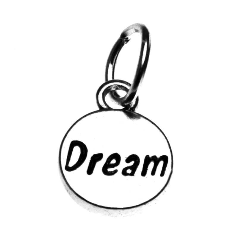 Double-sided DREAM charms with a log circle, 2 pcs SMCH10